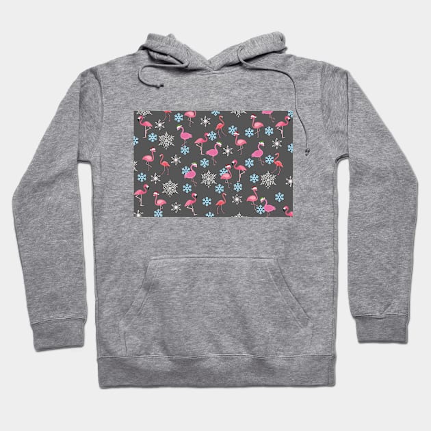 christmas with flamingo and snowflake Hoodie by Aekasit weawdee